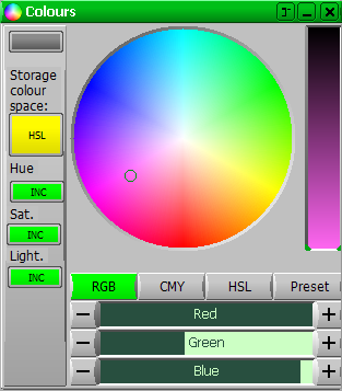 Colour Select - a wheel showing all available colours